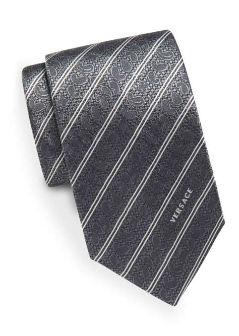 versace key stripe tie 7cm|versace silk ties.